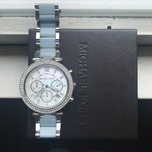 Michael Kors Light Blue Diamond Encrusted Watch